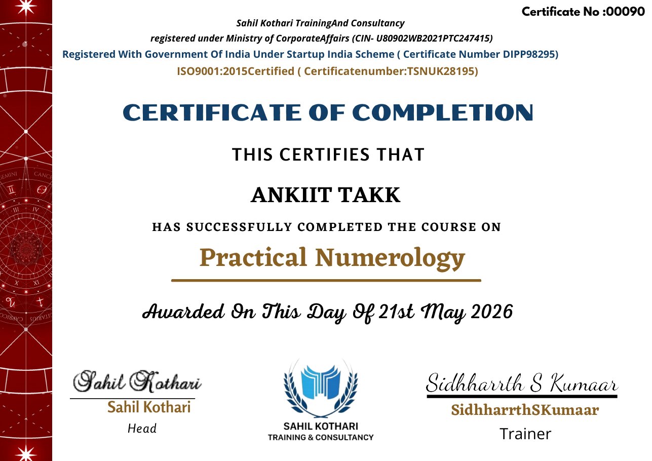 Practical Numerology — Certificate of Completion